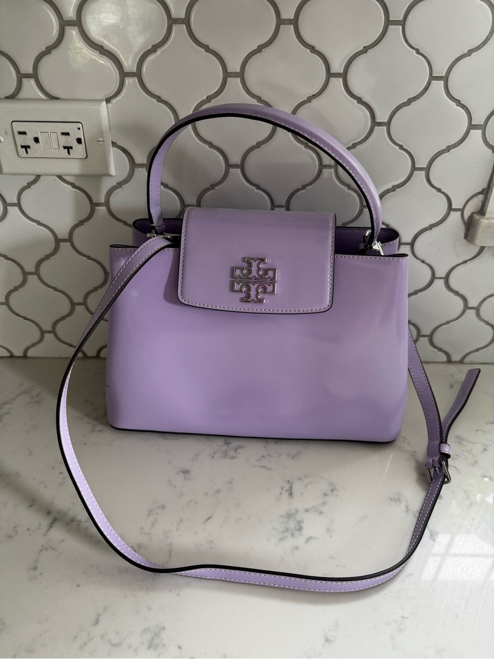Tory Burch Lavender Leather Top-Handle Crossbody